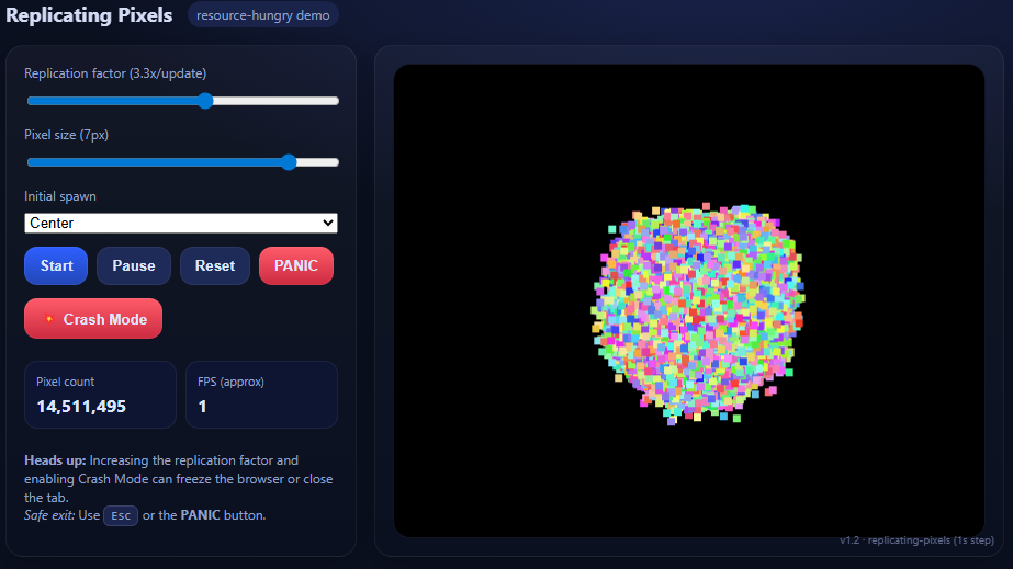 Replicating Pixels — Crashy Demo screenshot
